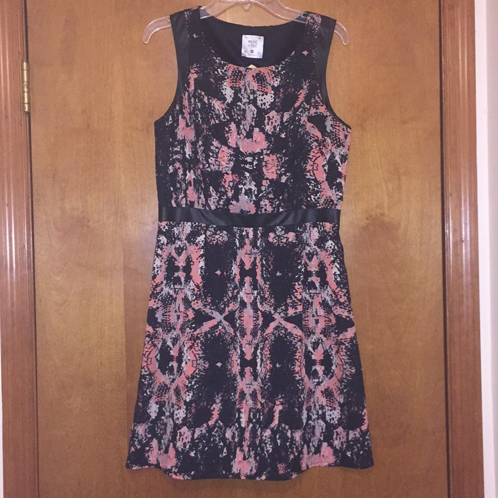 Black Dress with Pink and Grey Snake Skin Pattern